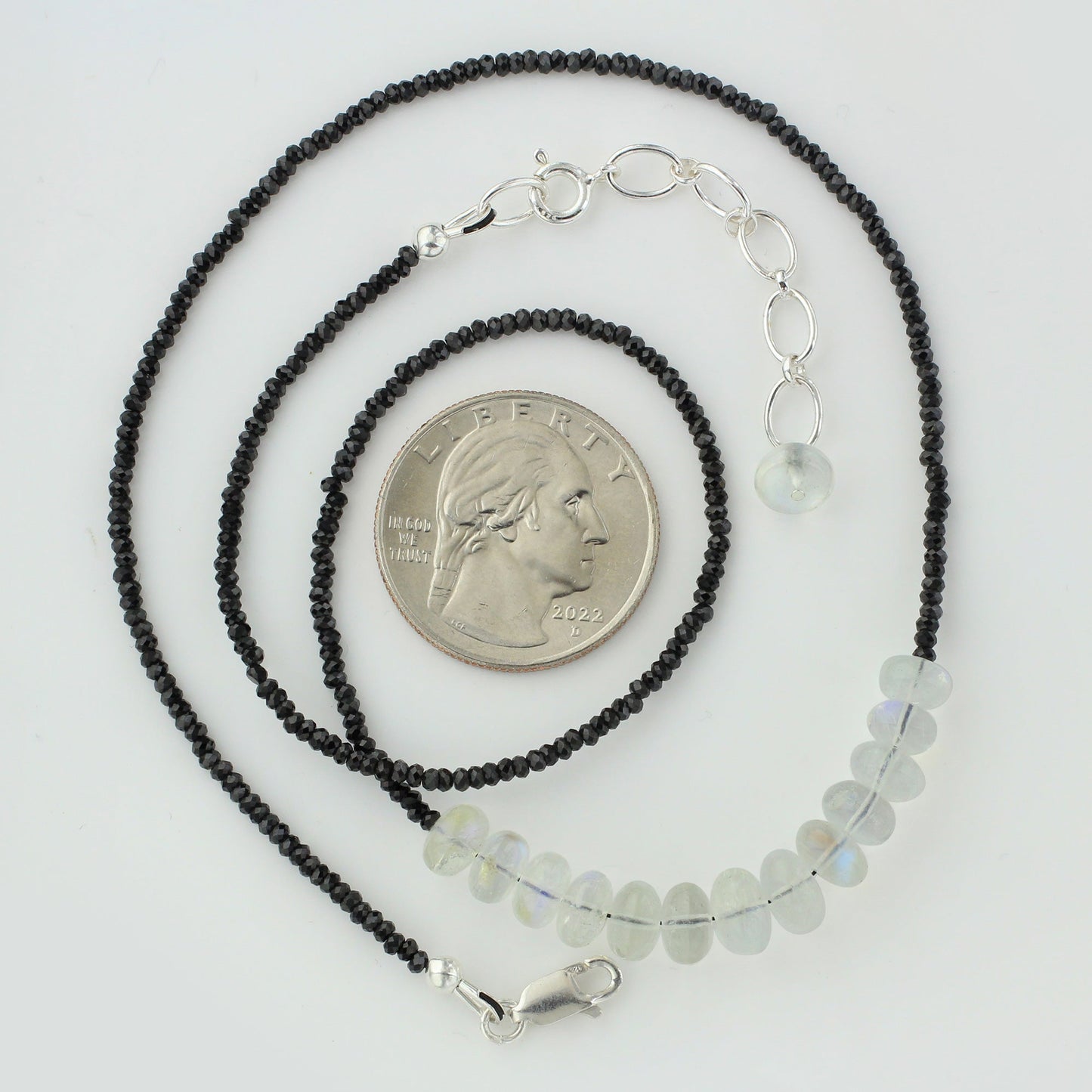 925 Sterling Silver Opal & Black Spinel Gemstone Necklace for Women - Gem Avenue