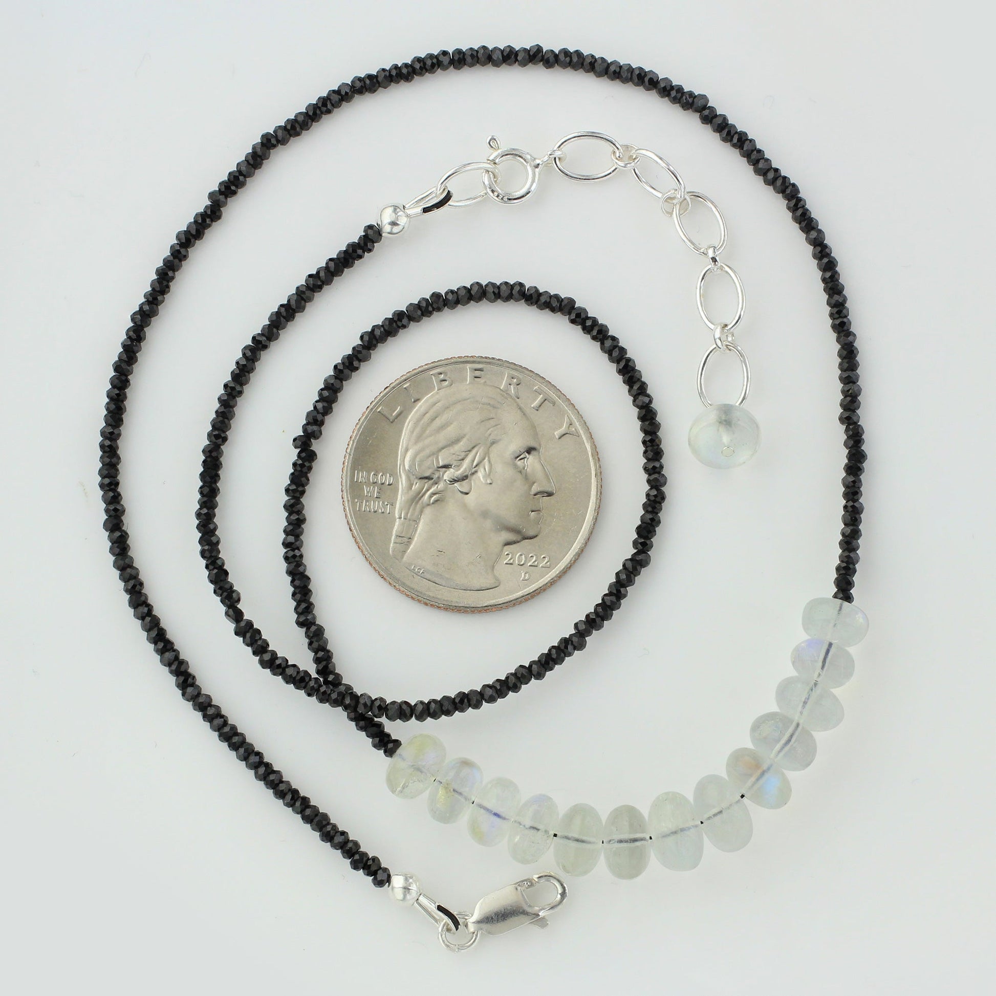 925 Sterling Silver Opal & Black Spinel Gemstone Necklace for Women - Gem Avenue