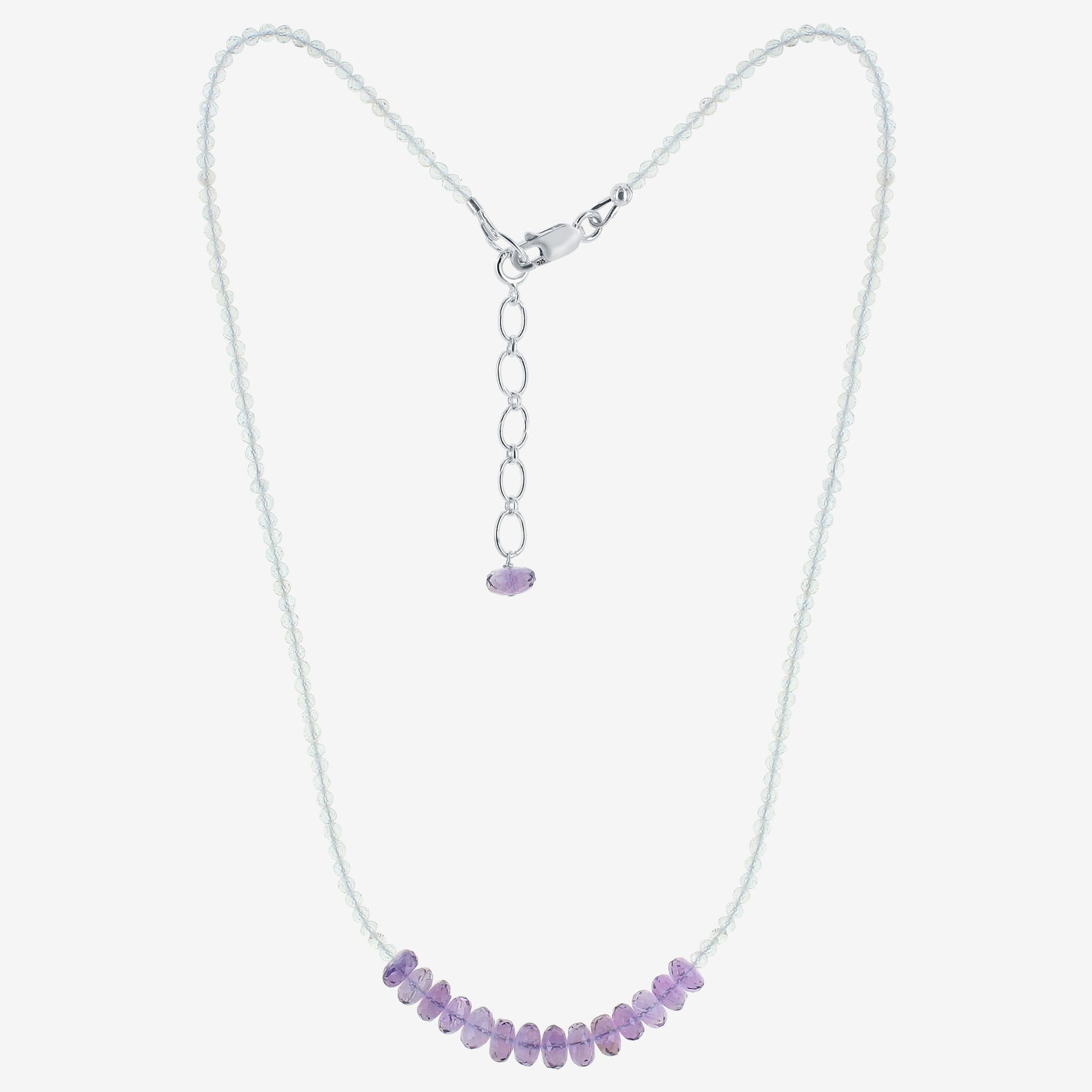 Natural Amethyst and White Topaz Gemstone Necklace - Gem Avenue