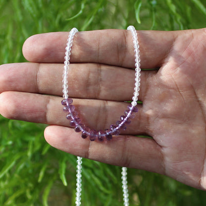 Natural Amethyst and White Topaz Gemstone Necklace - Gem Avenue
