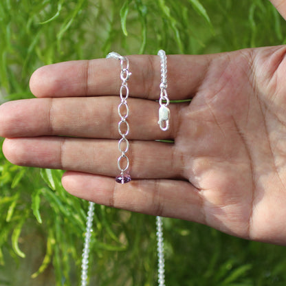 Natural Amethyst and White Topaz Gemstone Necklace - Gem Avenue