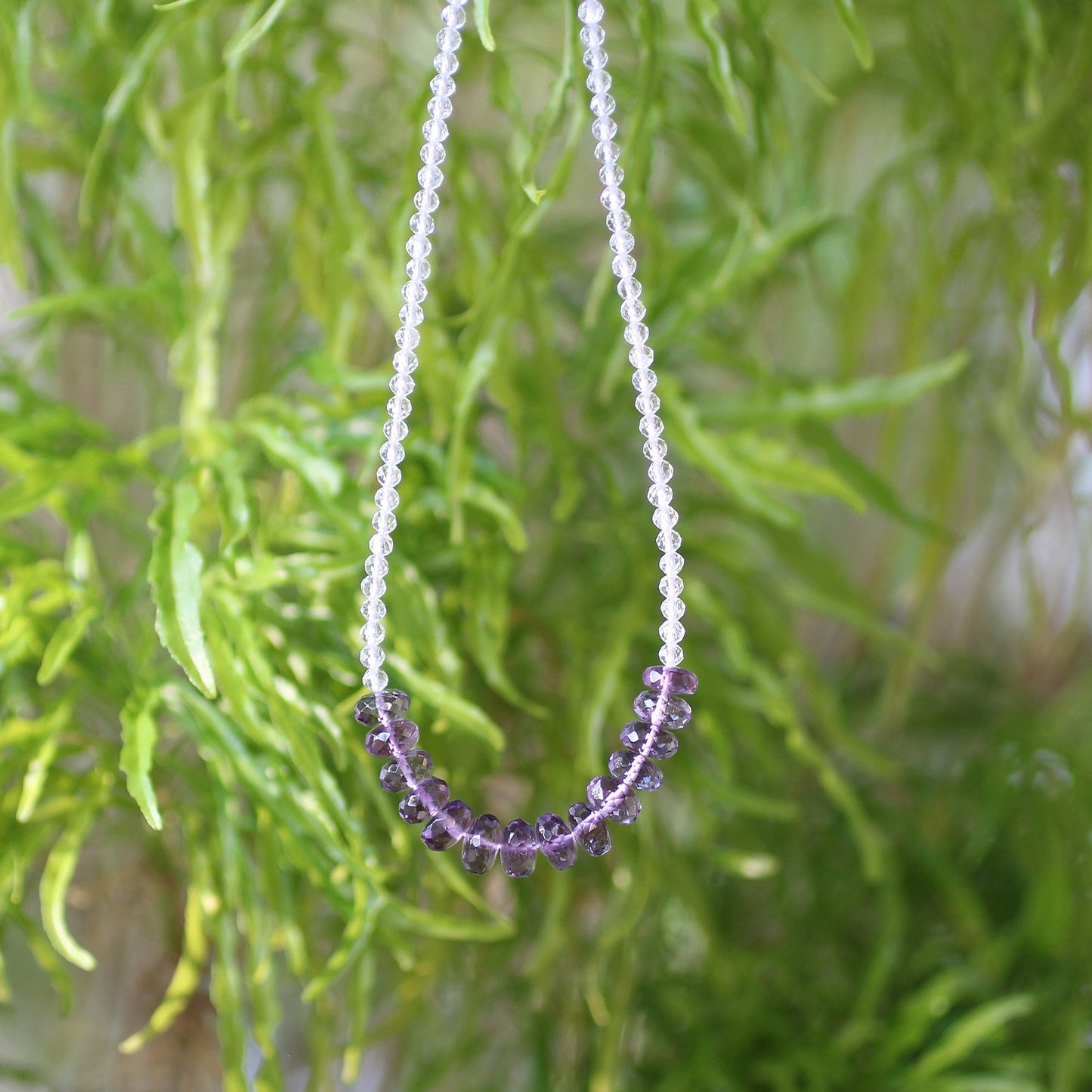 Natural Amethyst and White Topaz Gemstone Necklace - Gem Avenue