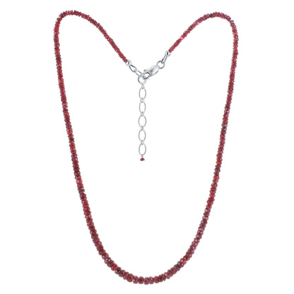 Natural Ruby Gemstone Beads Necklace, 925 Sterling Silver Clasp - Gem Avenue