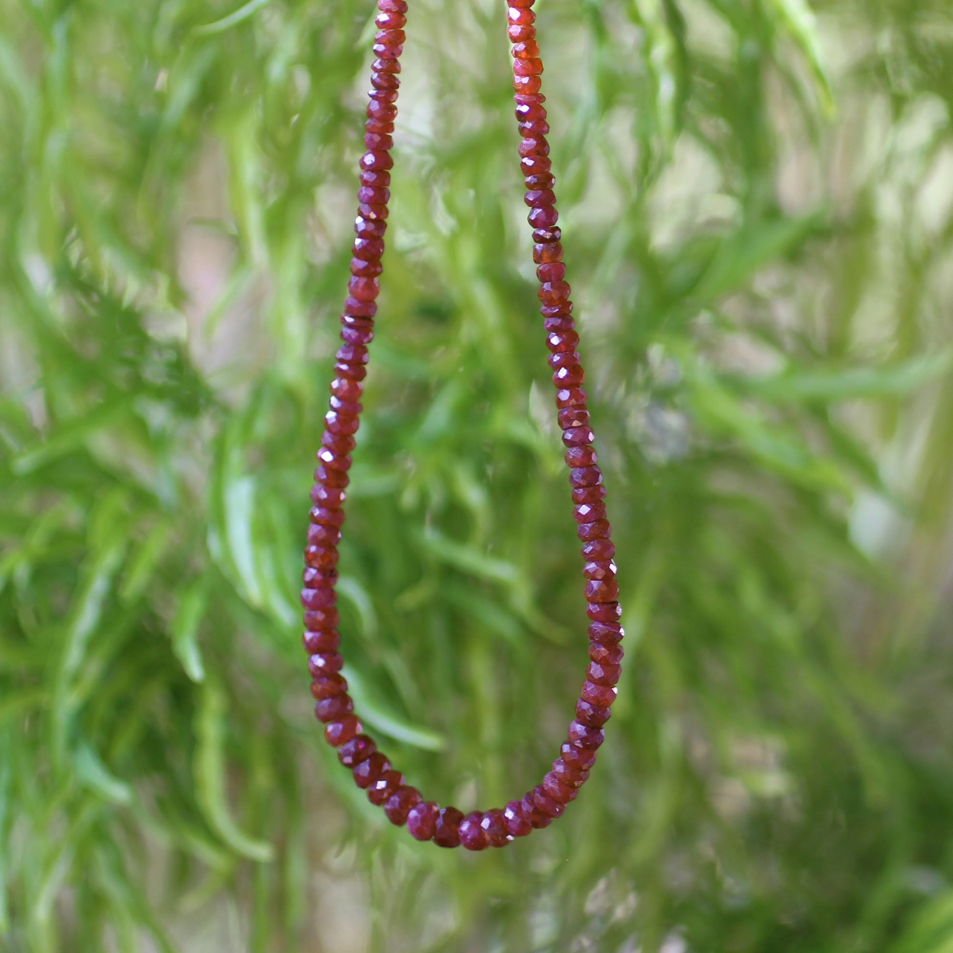 Natural Ruby Gemstone Beads Necklace, 925 Sterling Silver Clasp - Gem Avenue