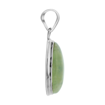 Natural Green Prehnite Teardrop Pendant in Sterling Silver for Meditation & Daily Wear - GP324