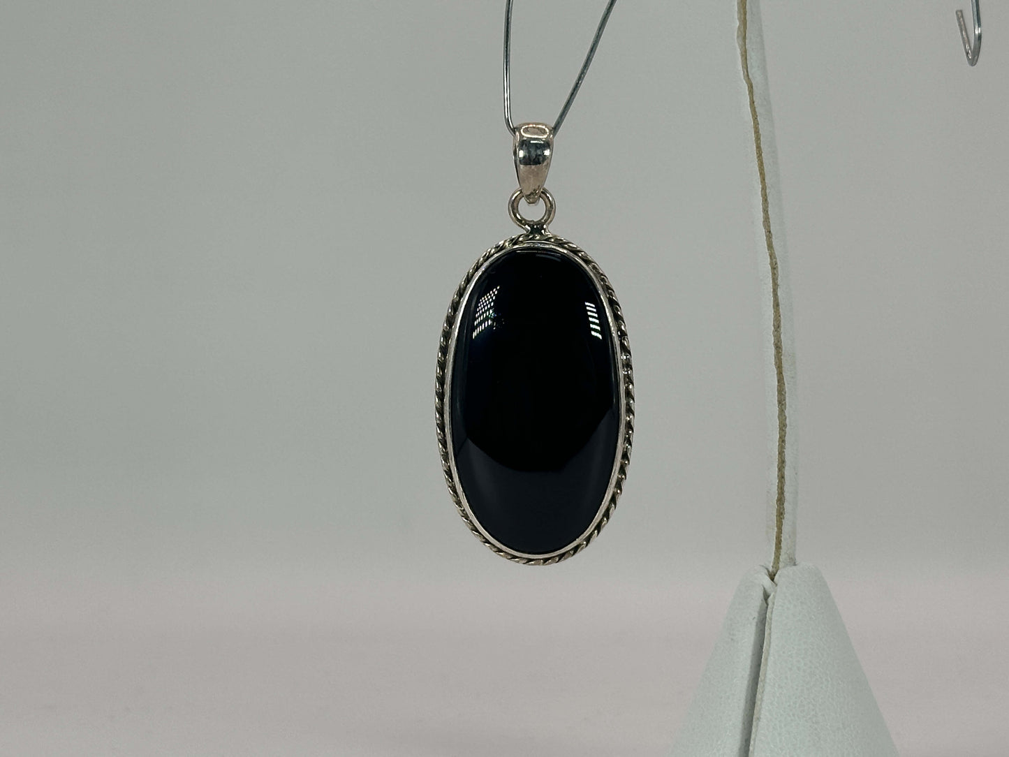 Black Onyx Oval Pendant in 925 Sterling Silver Natural Black Gemstone Minimalist Necklace - GP334