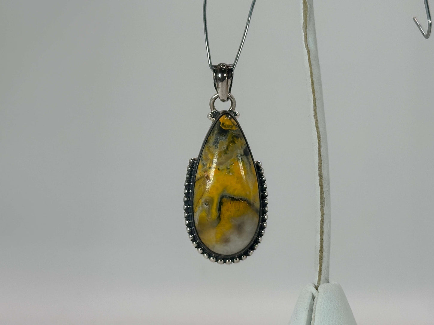 Bumble Bee Jasper Teardrop Pendant in 925 Sterling Silver Natural Yellow Black Jasper Gemstone Necklace - GP335