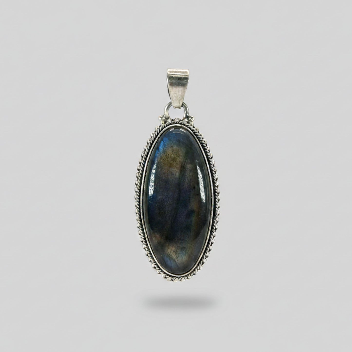 Labradorite Oval Pendant in 925 Sterling Silver Natural Blue Flash Labradorite Gemstone Necklace - GP337
