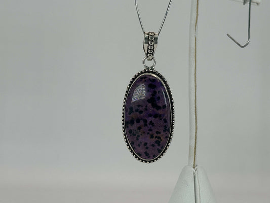 Purple Dalmation Jasper Pendant 925 Sterling Silver Artisan Jewelry - GP340