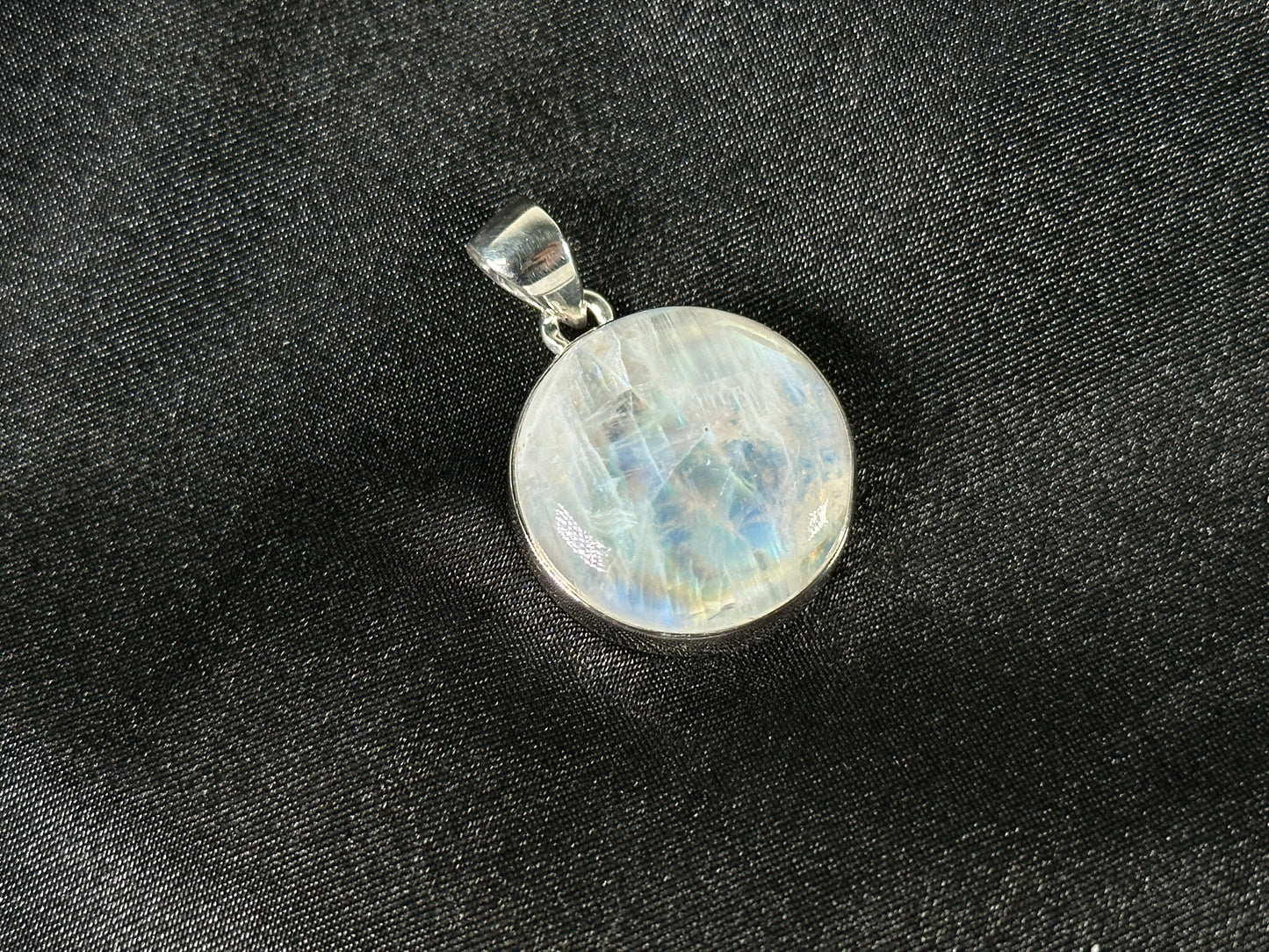 Rainbow Moonstone Pendant Necklace in 925 Sterling Silver Iridescent Gemstone Jewelry - GP345