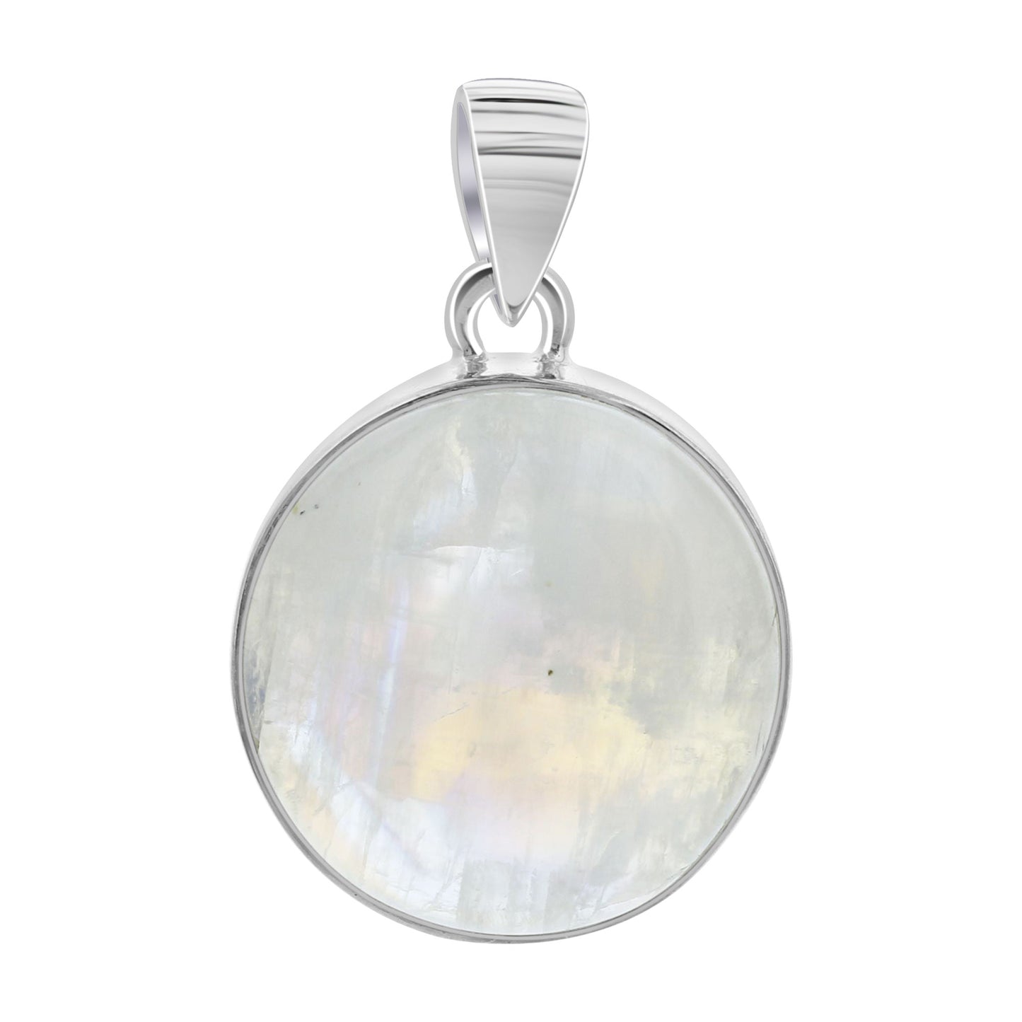 Rainbow Moonstone Pendant Necklace in 925 Sterling Silver Iridescent Gemstone Jewelry - GP345