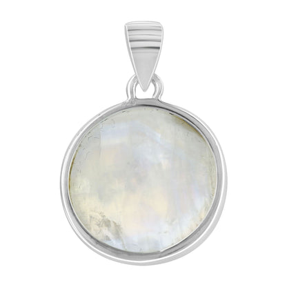 Rainbow Moonstone Pendant Necklace in 925 Sterling Silver Iridescent Gemstone Jewelry - GP345