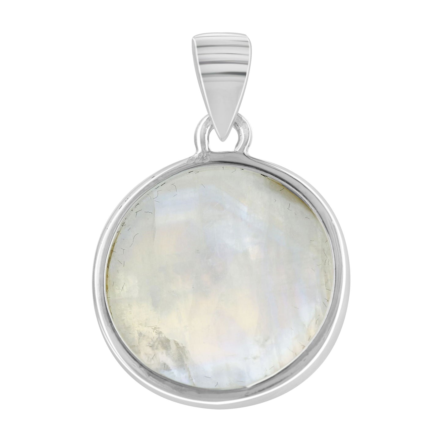 Rainbow Moonstone Pendant Necklace in 925 Sterling Silver Iridescent Gemstone Jewelry - GP345