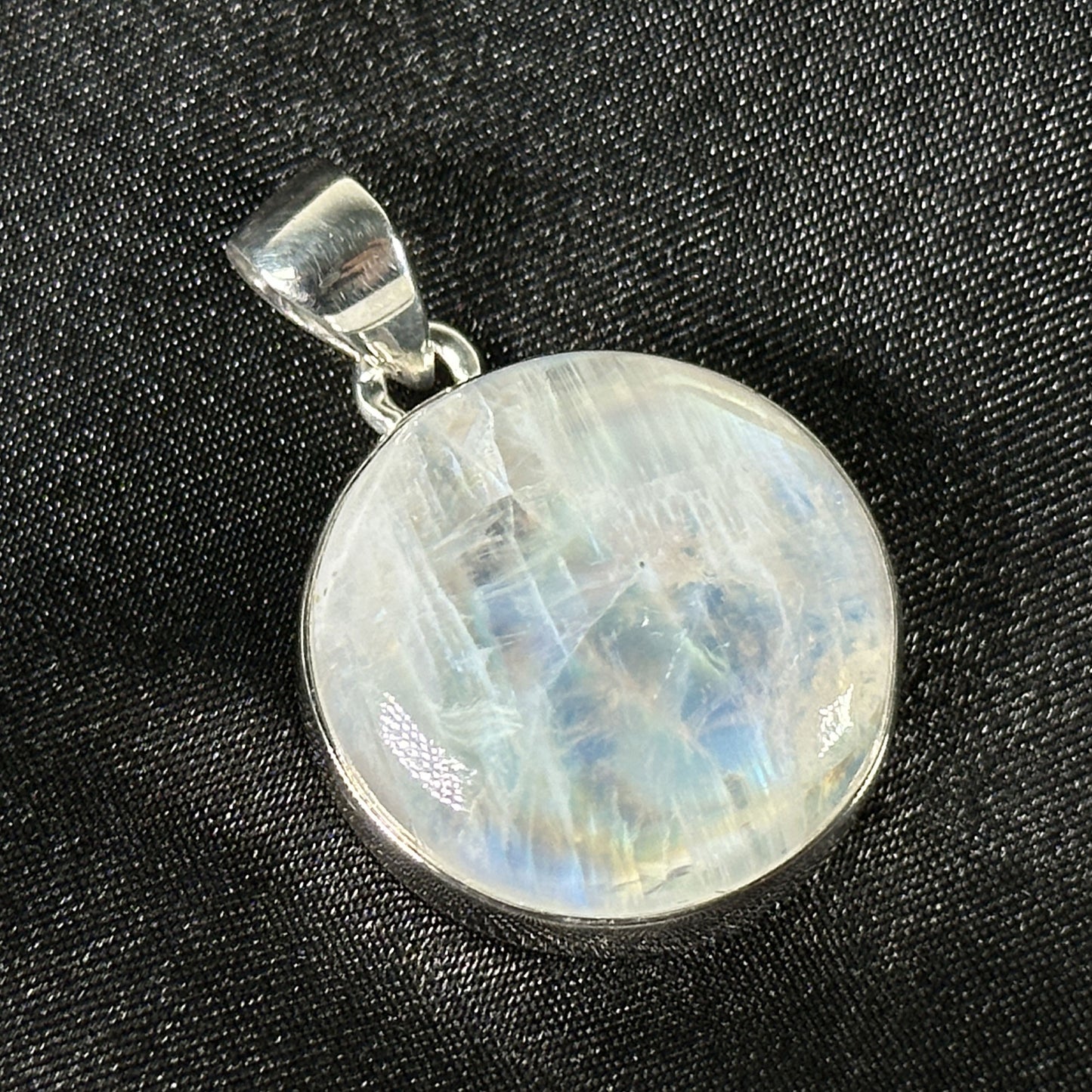 Rainbow Moonstone Pendant Necklace in 925 Sterling Silver Iridescent Gemstone Jewelry - GP345