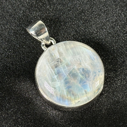 Rainbow Moonstone Pendant Necklace in 925 Sterling Silver Iridescent Gemstone Jewelry - GP345