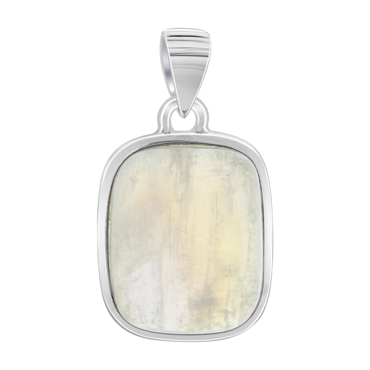 Rainbow Moonstone Pendant Necklace in 925 Sterling Silver Iridescent Gemstone Jewelry - GP345