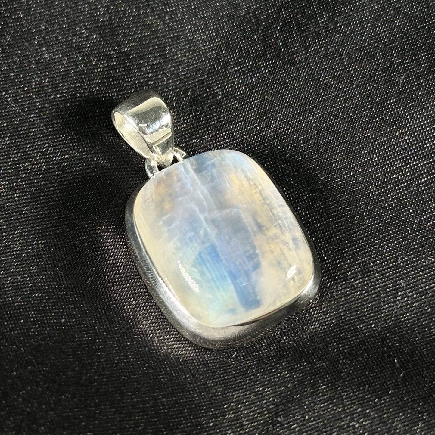 Rainbow Moonstone Pendant Necklace in 925 Sterling Silver Iridescent Gemstone Jewelry - GP345