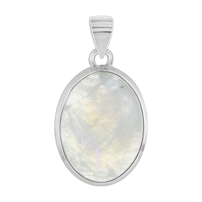 Rainbow Moonstone Pendant Necklace in 925 Sterling Silver Iridescent Gemstone Jewelry - GP345