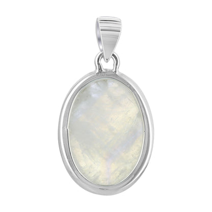 Rainbow Moonstone Pendant Necklace in 925 Sterling Silver Iridescent Gemstone Jewelry - GP345