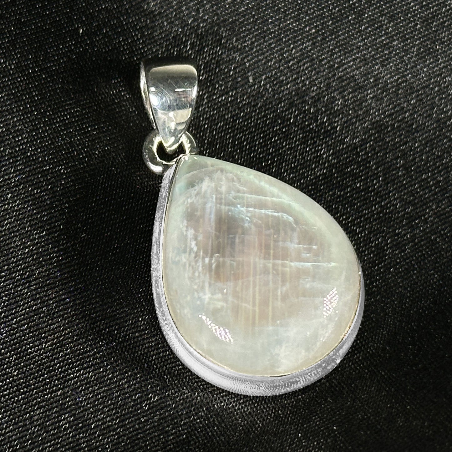 Rainbow Moonstone Pendant Necklace in 925 Sterling Silver Iridescent Gemstone Jewelry - GP345