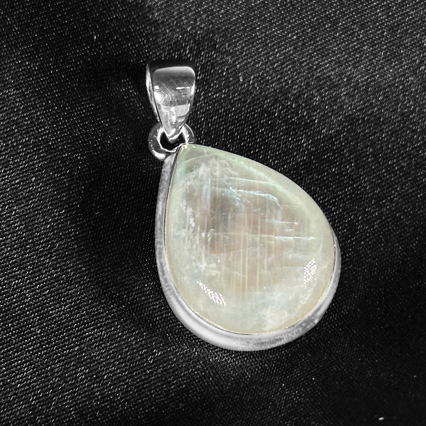 Rainbow Moonstone Pendant Necklace in 925 Sterling Silver Iridescent Gemstone Jewelry - GP345