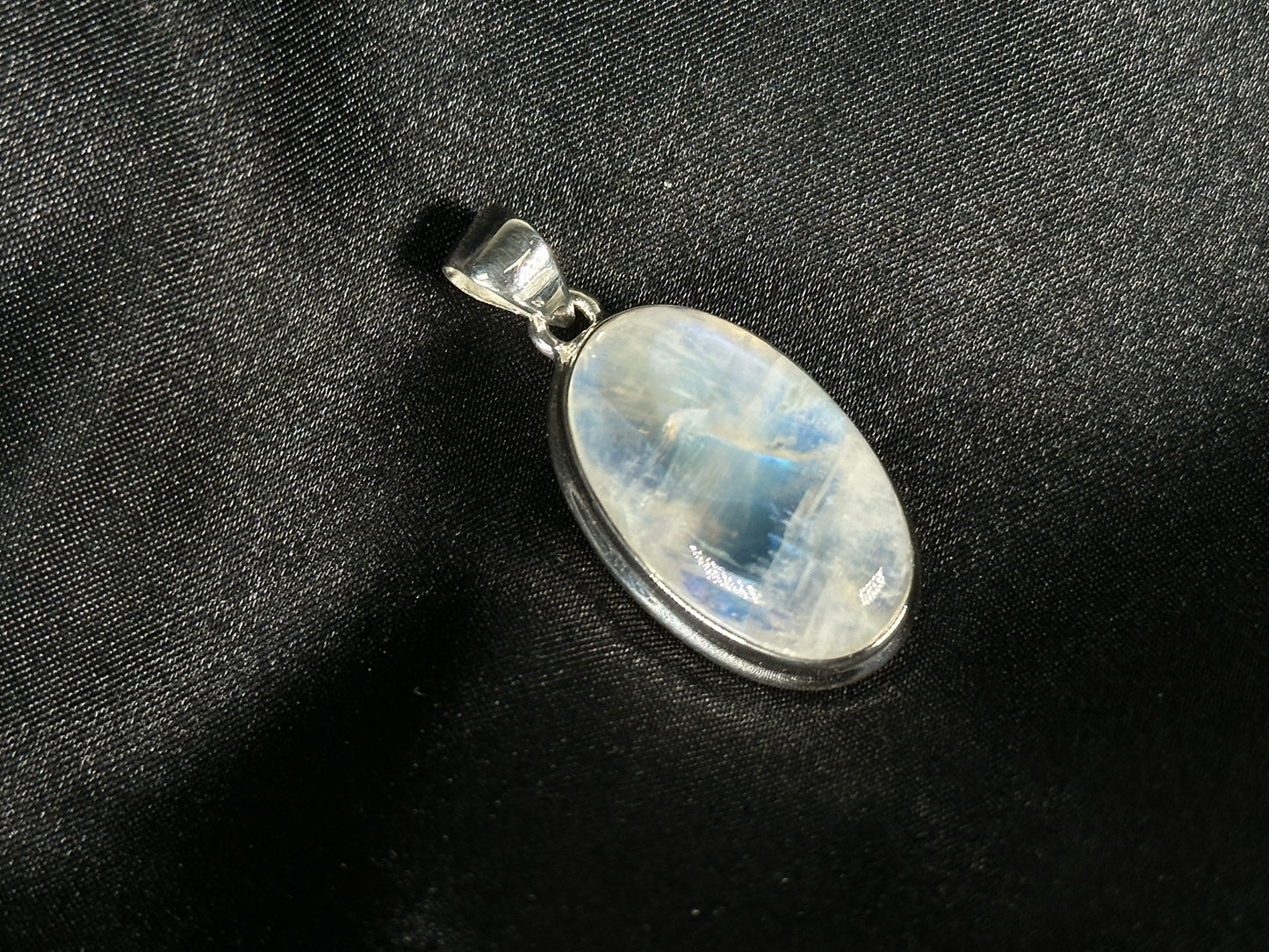 Rainbow Moonstone Pendant Necklace in 925 Sterling Silver Iridescent Gemstone Jewelry - GP345