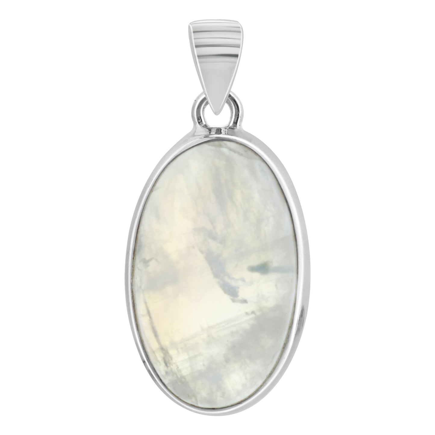Rainbow Moonstone Pendant Necklace in 925 Sterling Silver Iridescent Gemstone Jewelry - GP345