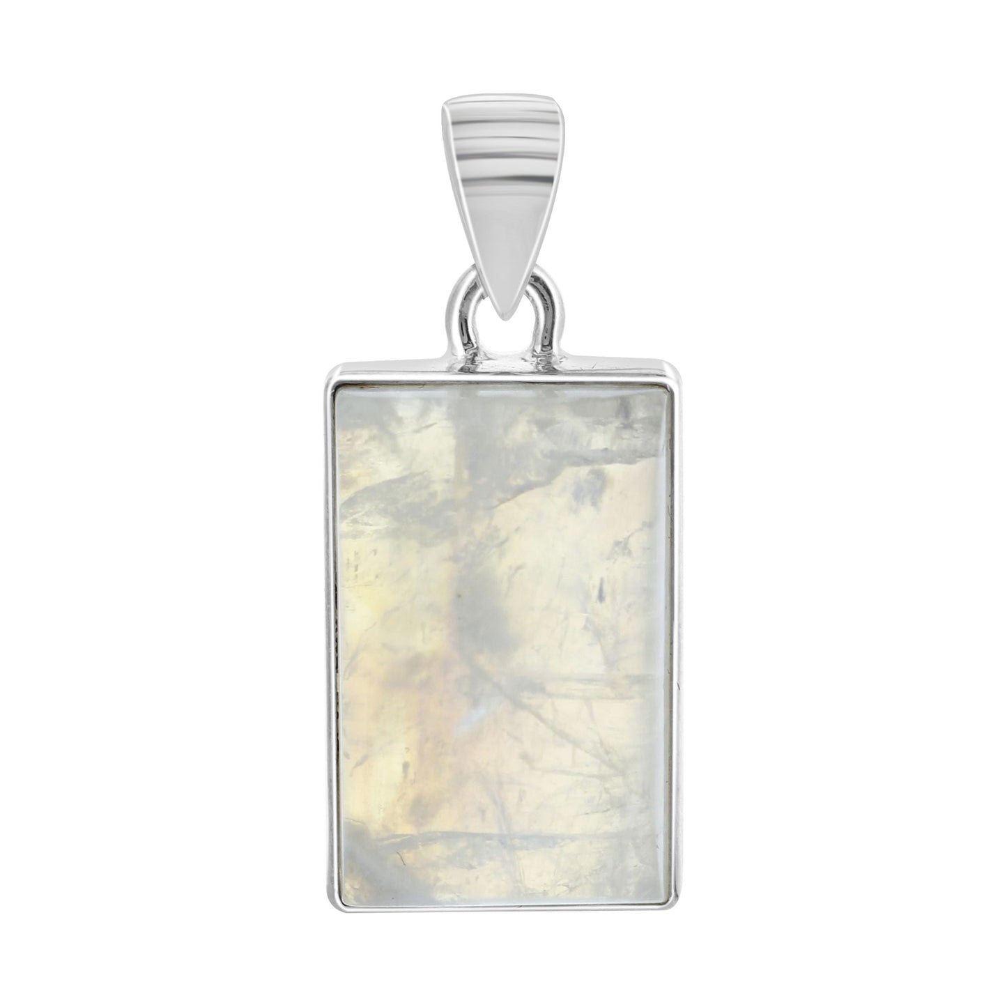 Rainbow Moonstone Pendant Necklace in 925 Sterling Silver Iridescent Gemstone Jewelry - GP345