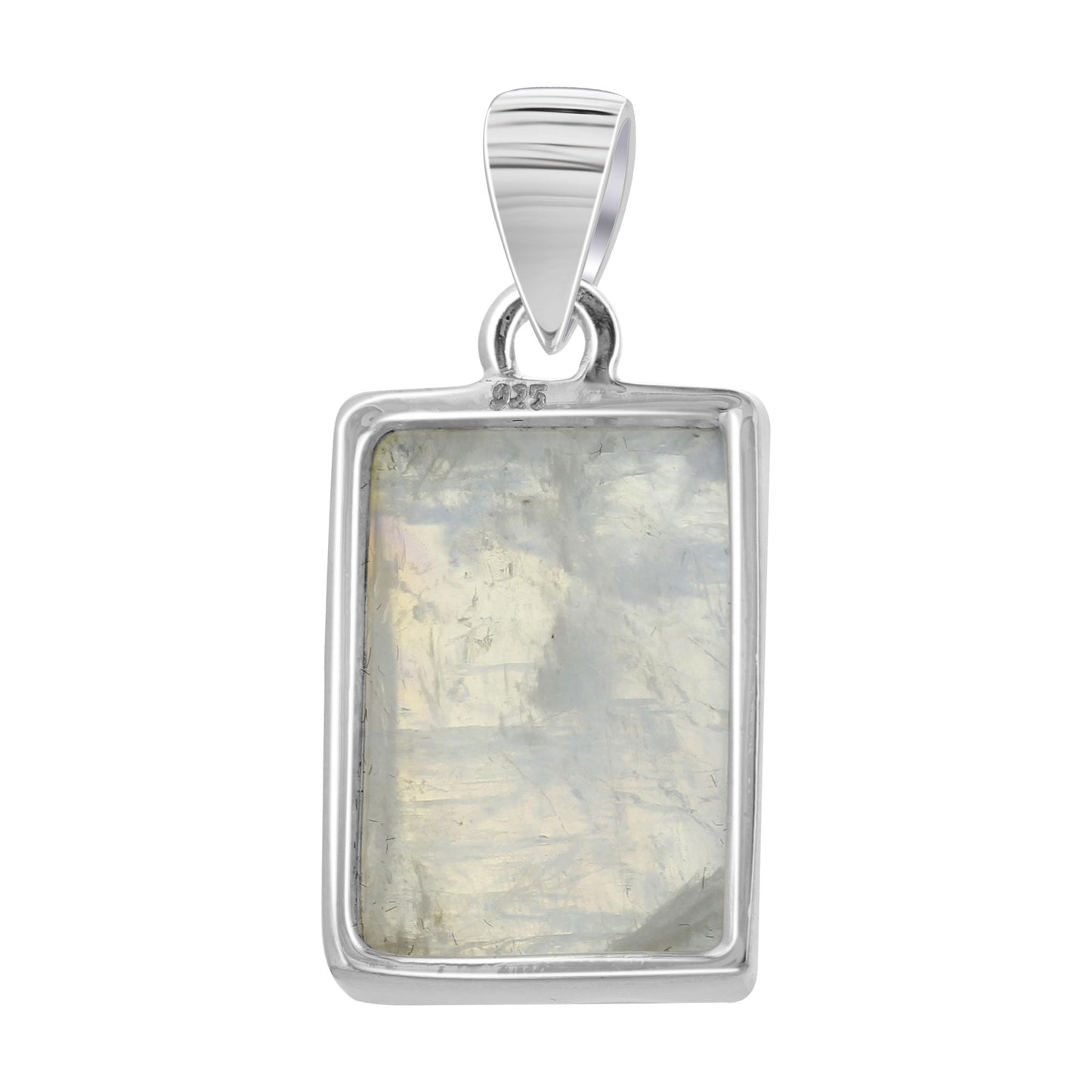 Rainbow Moonstone Pendant Necklace in 925 Sterling Silver Iridescent Gemstone Jewelry - GP345