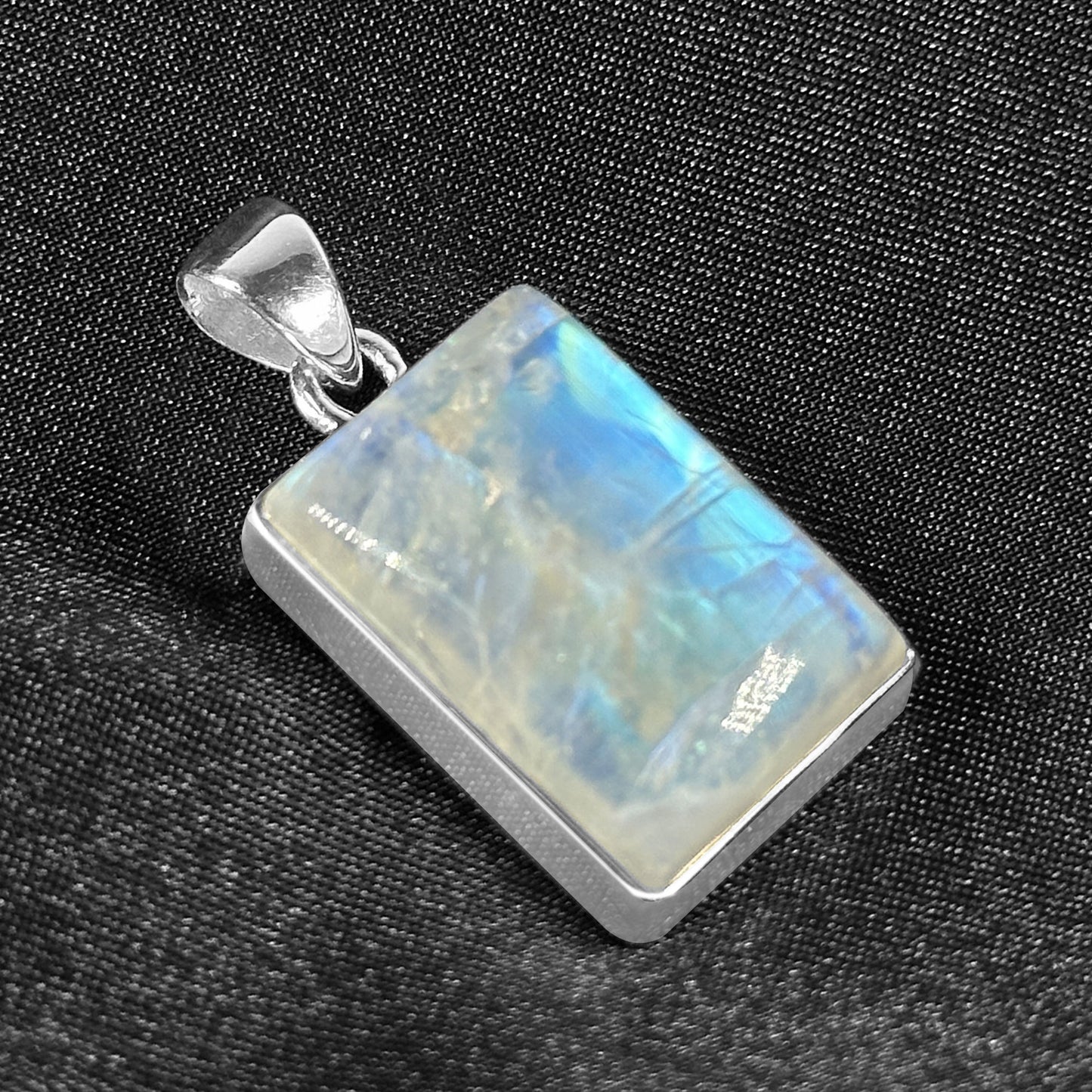 Rainbow Moonstone Pendant Necklace in 925 Sterling Silver Iridescent Gemstone Jewelry - GP345