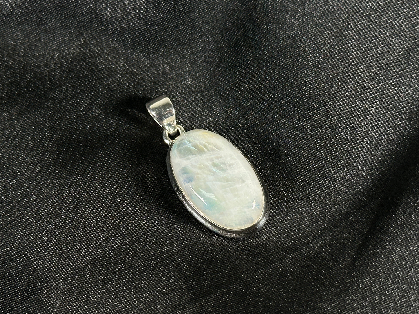 Rainbow Moonstone Pendant Necklace in 925 Sterling Silver Iridescent Gemstone Jewelry - GP345