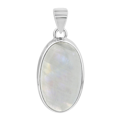 Rainbow Moonstone Pendant Necklace in 925 Sterling Silver Iridescent Gemstone Jewelry - GP345