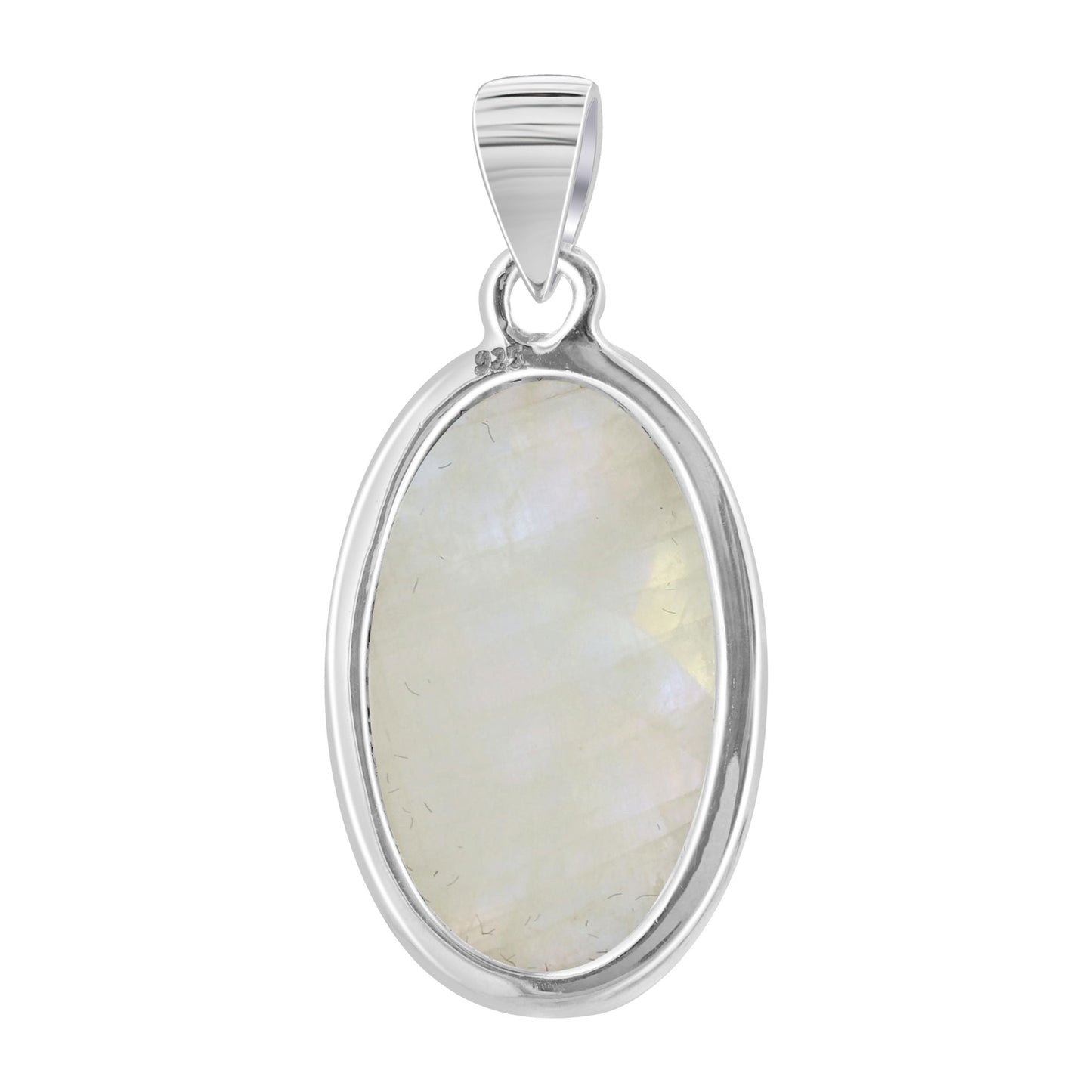 Rainbow Moonstone Pendant Necklace in 925 Sterling Silver Iridescent Gemstone Jewelry - GP345