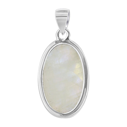 Rainbow Moonstone Pendant Necklace in 925 Sterling Silver Iridescent Gemstone Jewelry - GP345