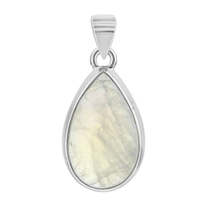 Rainbow Moonstone Pendant Necklace in 925 Sterling Silver Iridescent Gemstone Jewelry - GP345
