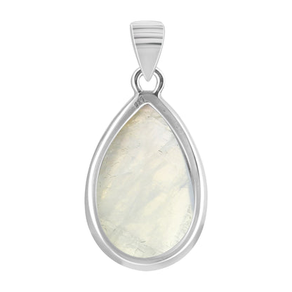 Rainbow Moonstone Pendant Necklace in 925 Sterling Silver Iridescent Gemstone Jewelry - GP345
