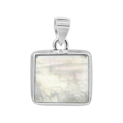 Rainbow Moonstone Pendant Necklace in 925 Sterling Silver Iridescent Gemstone Jewelry - GP345