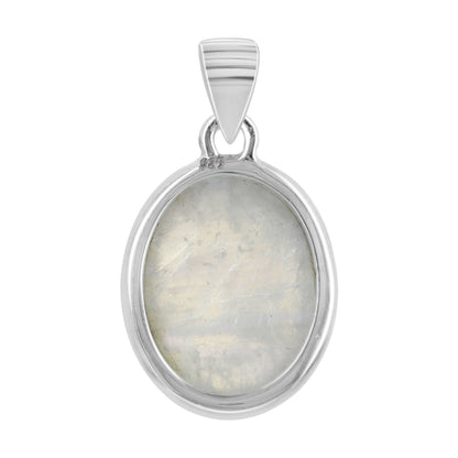 Rainbow Moonstone Pendant Necklace in 925 Sterling Silver Iridescent Gemstone Jewelry - GP345