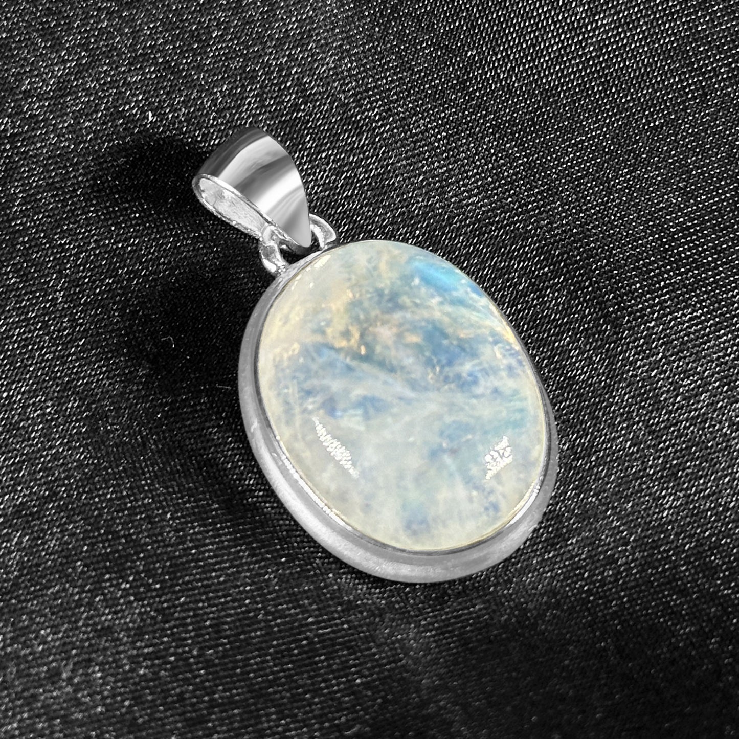 Rainbow Moonstone Pendant Necklace in 925 Sterling Silver Iridescent Gemstone Jewelry - GP345