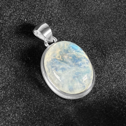 Rainbow Moonstone Pendant Necklace in 925 Sterling Silver Iridescent Gemstone Jewelry - GP345