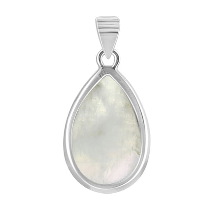 Rainbow Moonstone Pendant Necklace in 925 Sterling Silver Iridescent Gemstone Jewelry - GP345