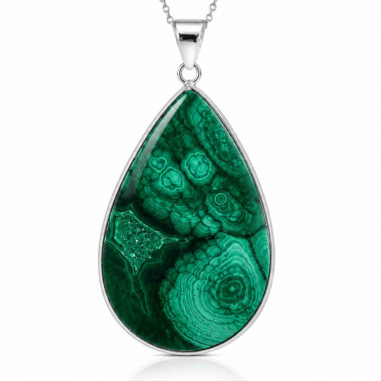 Malachite Teardrop Pendant with Stainless Steel - Gem Avenue Retail