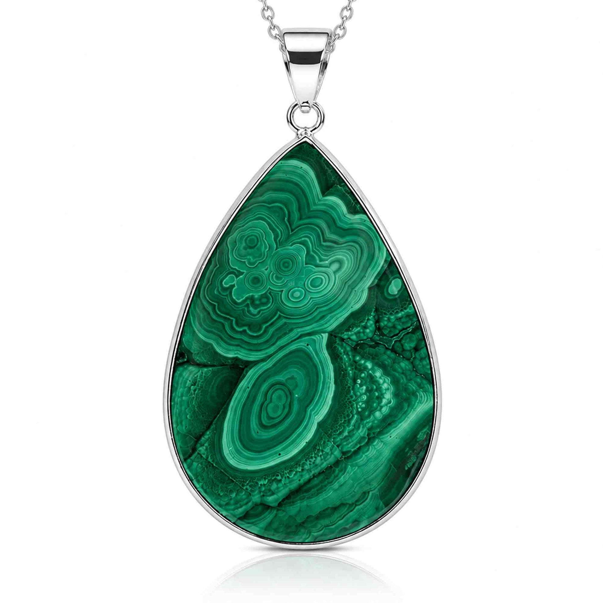 Malachite Teardrop Pendant with Stainless Steel - Gem Avenue Retail