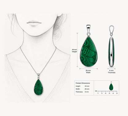 Malachite Teardrop Pendant with Stainless Steel - Gem Avenue Retail