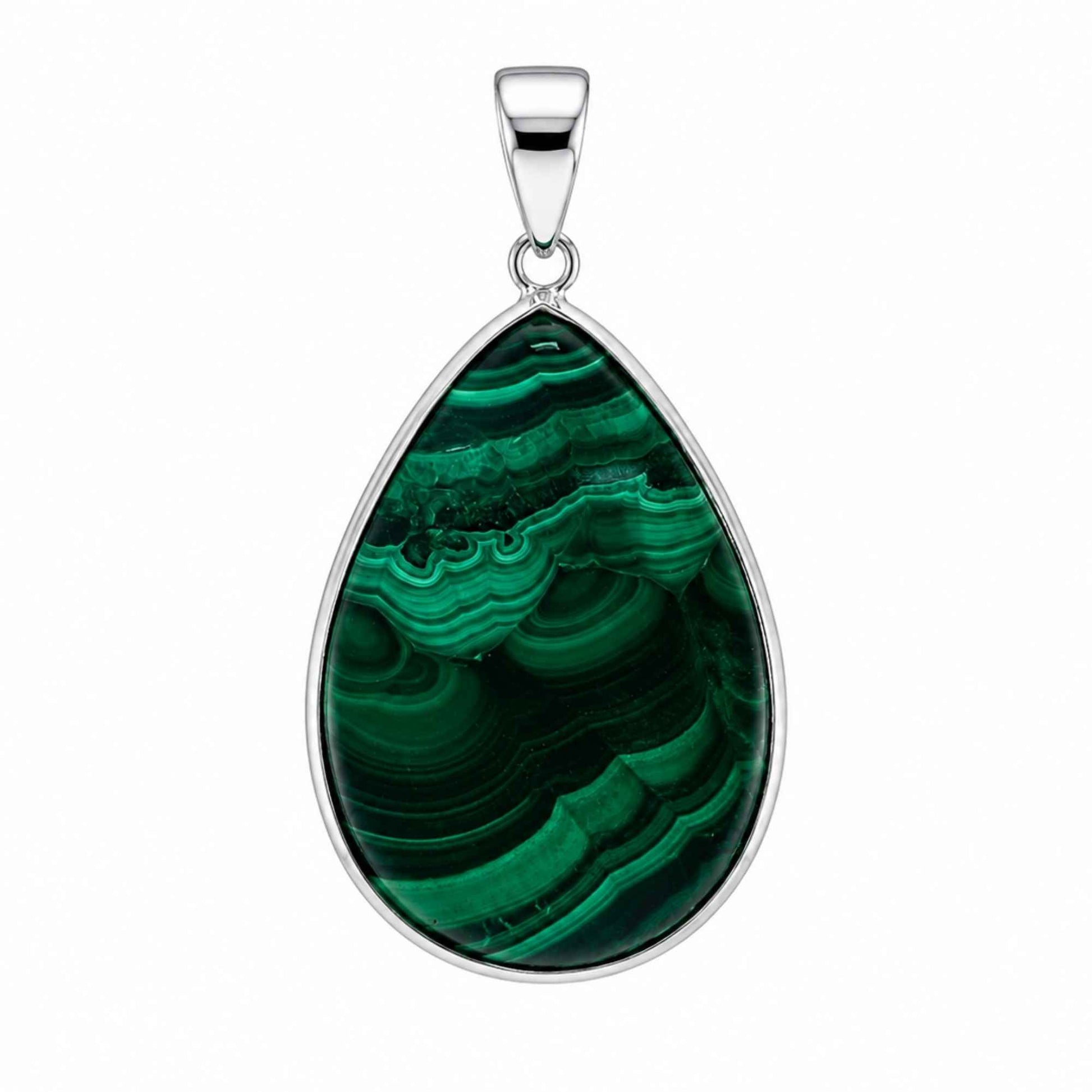 Malachite Teardrop Pendant with Stainless Steel- Gem Avenue Retail