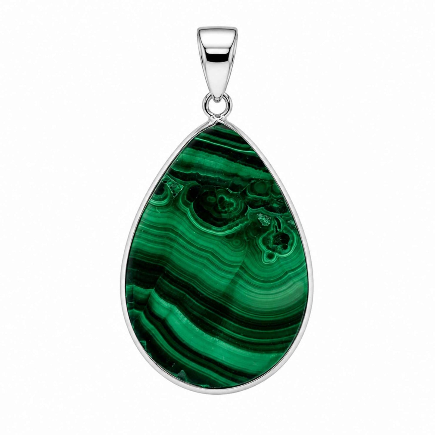 Malachite Teardrop Pendant with Stainless Steel- Gem Avenue Retail