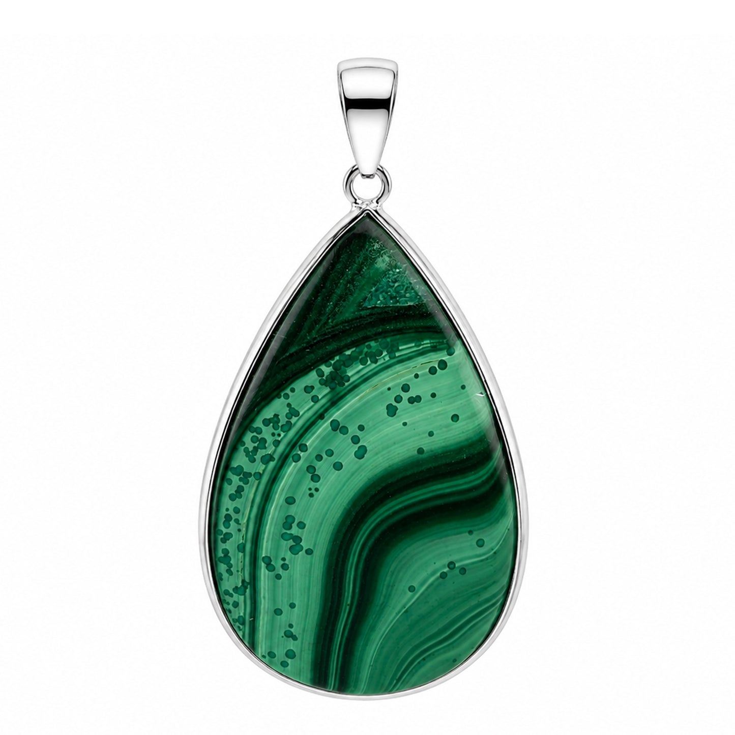 Malachite Pendant Necklace Stainless Steel - Gem Avenue Retail