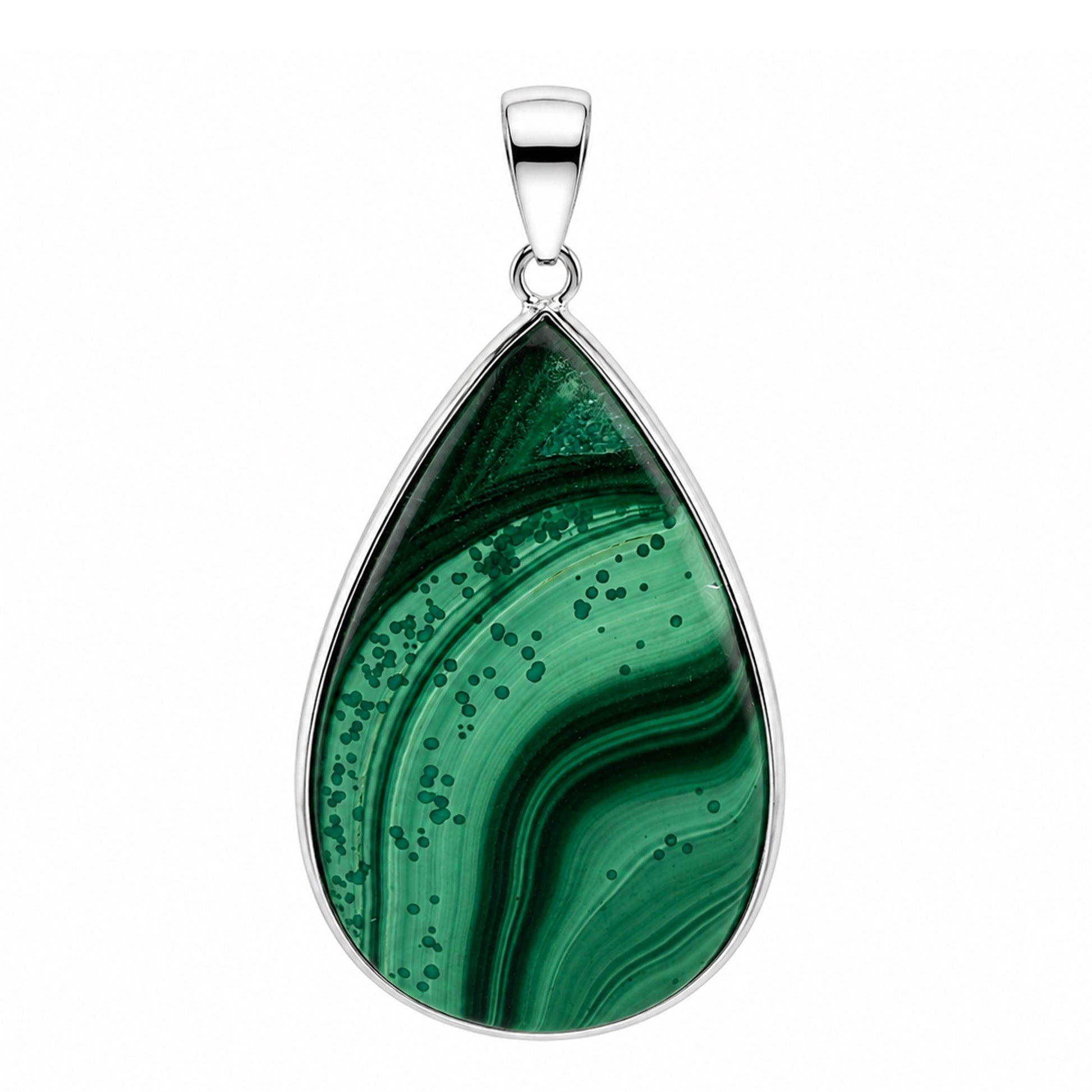 Malachite Pendant Necklace Stainless Steel - Gem Avenue Retail