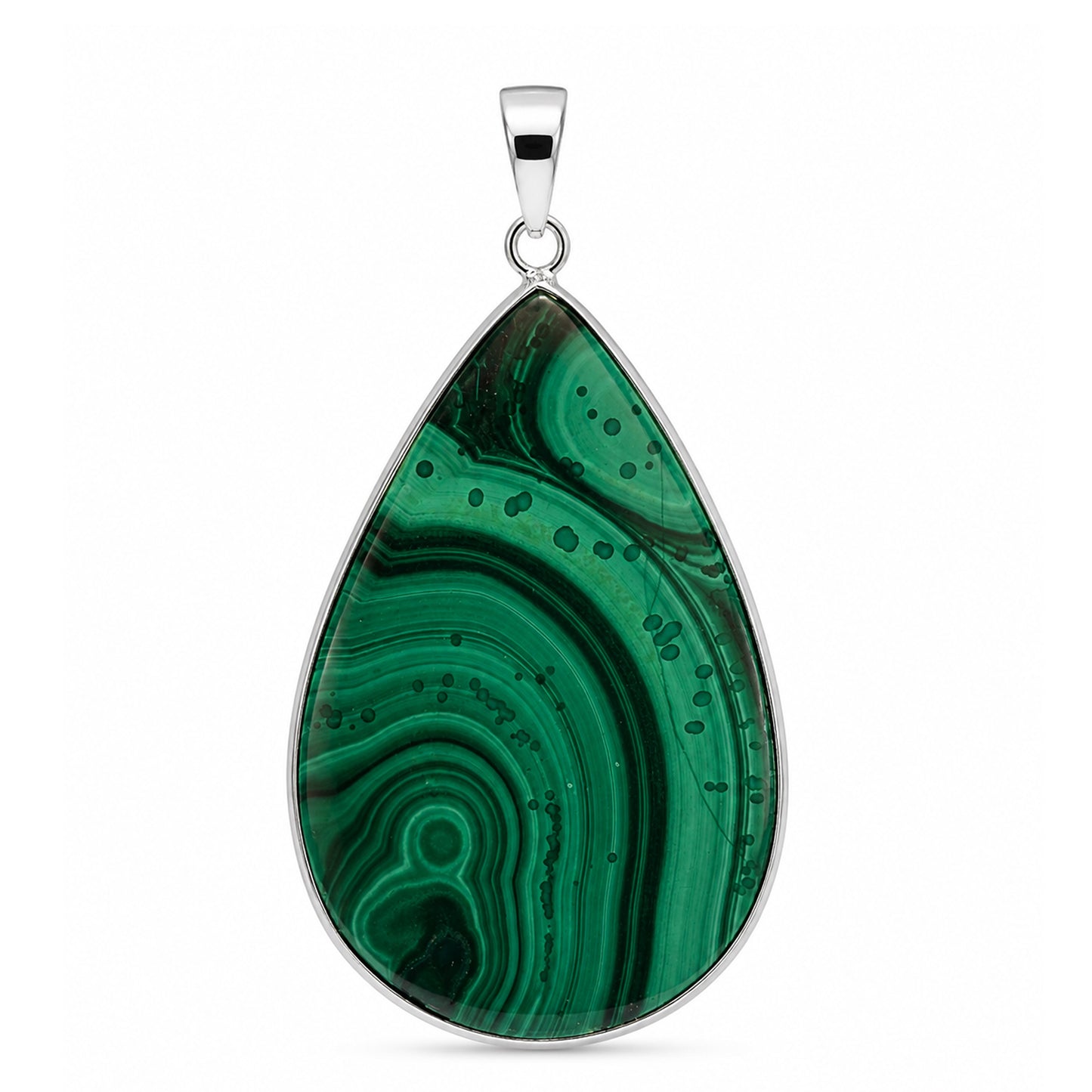 Malachite Pendant Necklace Stainless Steel - Gem Avenue Retail