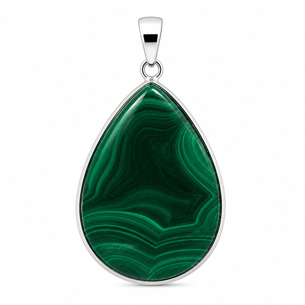 Natural Malachite Teardrop Pendant Stainless Steel Green Gemstone Necklace Boho Style Jewelry for Women